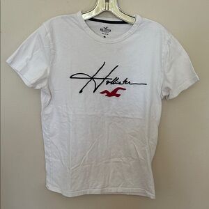 Hollister White Tee with Black and Red Logo